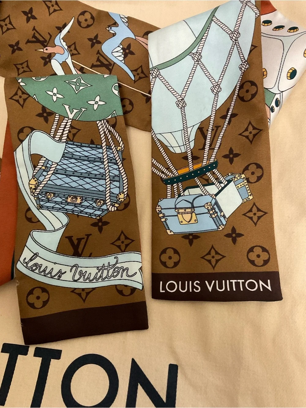 Louis Vuitton Brown & Orange Journey Bandeau with Pastel Motifs
